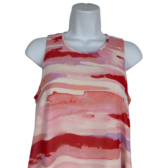 CALVIN KLEIN Sleeveless Trapeze Swing Flare Pink Red Lined Dress Size 8 - Picture 3 of 10